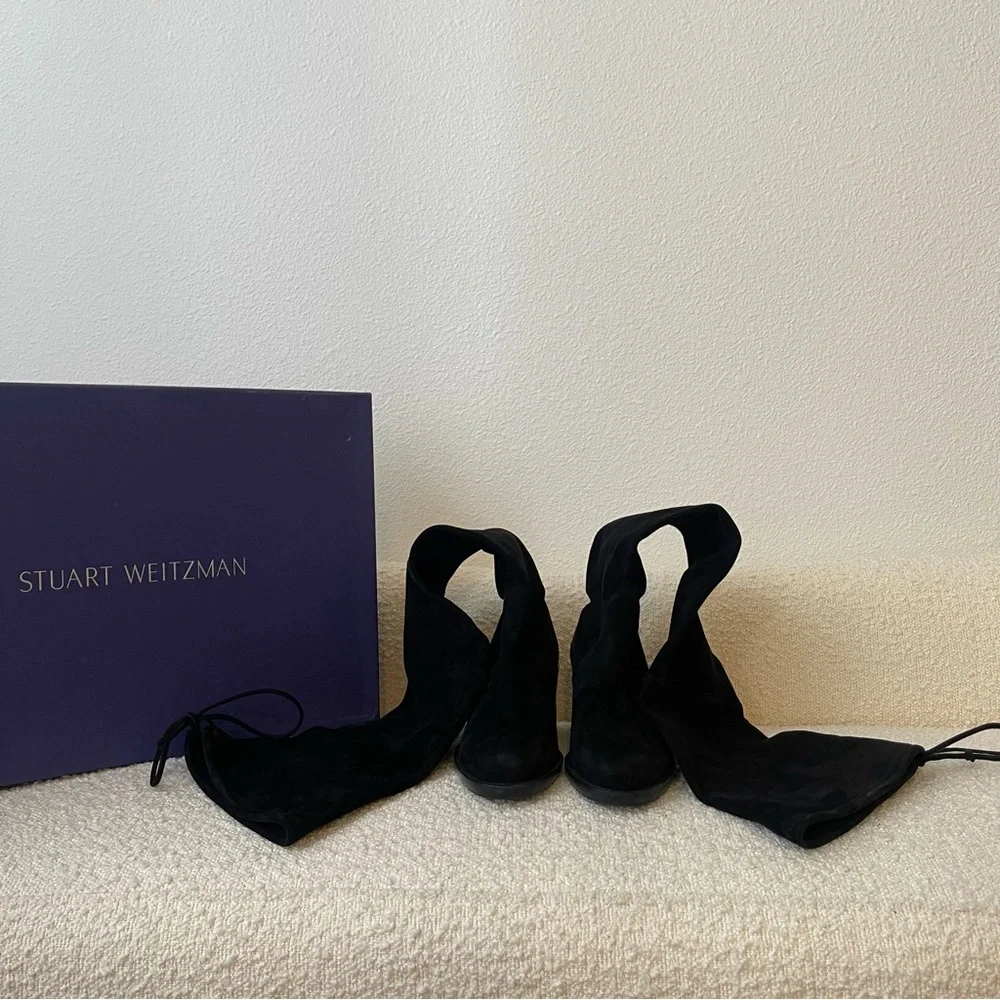 Stuart Weitzman Elevated Black Suede Over The Knee Boots
